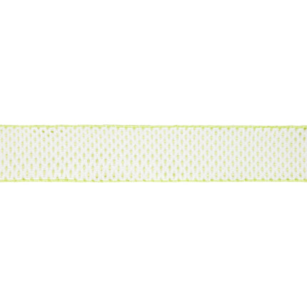 This lime green and white woven dot 2 1/2" wired ribbon adds fresh vibrancy to Easter decor and table settings.