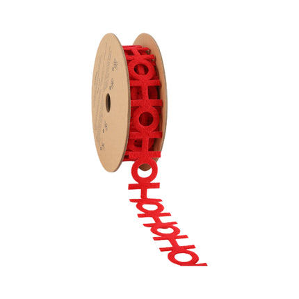 1" Ultra Sonic Trim | Ho Ho Ho on Red | 10 Yard Roll LaRibbons and Crafts