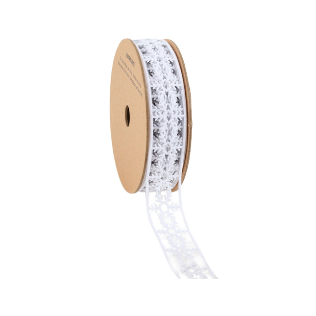 1" Ultra Sonic Trim | Snowflake in Rows White | 10 Yard Roll LaRibbons and Crafts