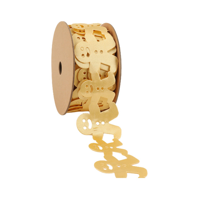 2" Ultra Sonic Trim | Gingerbread Man on Row Yellow | 10 Yard Roll LaRibbons and Crafts