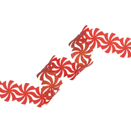 1 1/2" Ultrasonic Trim | Peppermint Red Glitter | 10 Yard Roll LA Ribbons Wholesale