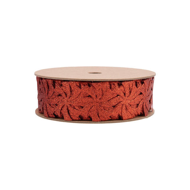 1 1/2" Ultrasonic Trim | Peppermint Red Glitter | 10 Yard Roll LA Ribbons Wholesale