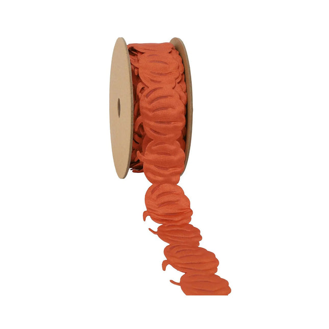 1.5" Ultrasonic Trim | Orange Pumpkin | 10 Yard Roll LA Ribbons Wholesale