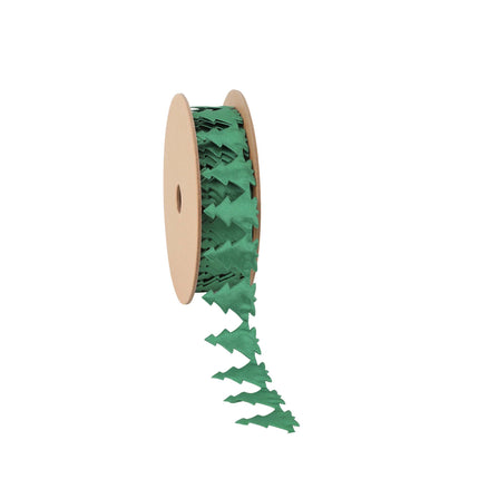 7/8" Ultrasonic Trim | Green Christmas Tree | 10 Yard Roll LA Ribbons Wholesale
