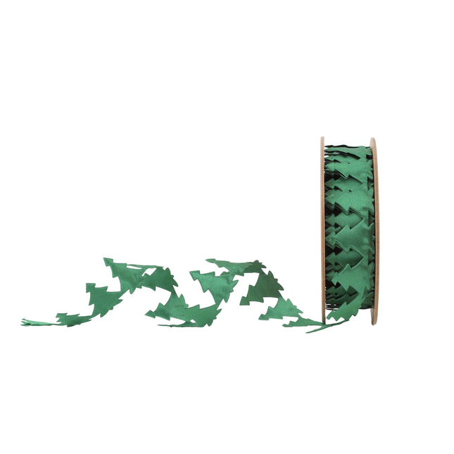 7/8" Ultrasonic Trim | Green Christmas Tree | 10 Yard Roll LA Ribbons Wholesale
