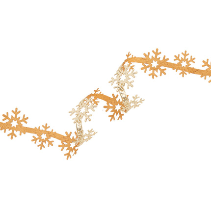 7/8" Ultrasonic Trim | Metallic Gold Snowflake | 10 Yard Roll LA Ribbons Wholesale