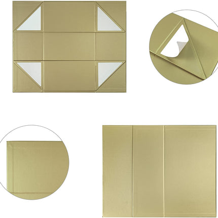 14" X 9" X 4.3" Collapsible Gift Box with Magnetic Closure - Gold LaRibbons and Crafts