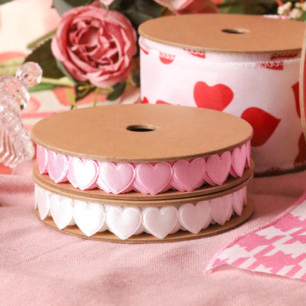 3/4" Ultra Sonic Trim | White Side By Side Hearts | 10 Yard Roll LaRibbons and Crafts