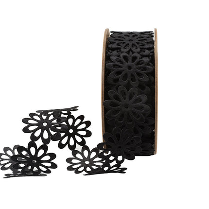 1 1/2 Ultra Sonic Trim | Black Large Flower Silhouette | 10 Yard Roll LaRibbons and Crafts