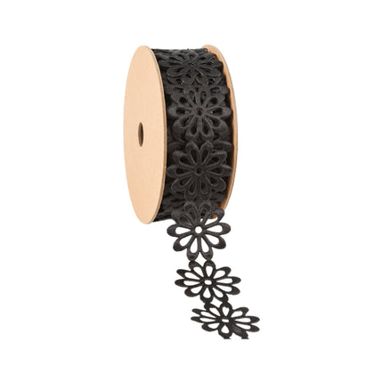 1 1/2 Ultra Sonic Trim | Black Large Flower Silhouette | 10 Yard Roll LaRibbons and Crafts