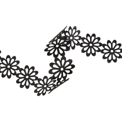 1 1/2 Ultra Sonic Trim | Black Large Flower Silhouette | 10 Yard Roll LaRibbons and Crafts