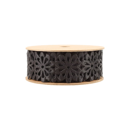 1 1/2 Ultra Sonic Trim | Black Large Flower Silhouette | 10 Yard Roll LaRibbons and Crafts