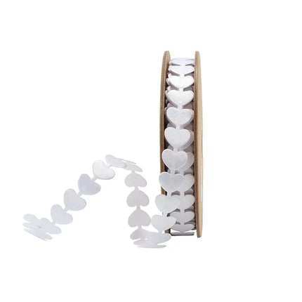 3/4" Ultra Sonic Trim | White Running Hearts | 10 Yard Roll LaRibbons and Crafts