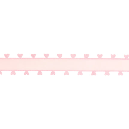 1" Organza Trim | Pink Heart Edging | 10 Yard Roll LaRibbons and Crafts