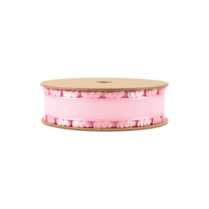1" Organza Trim | Pink Heart Edging | 10 Yard Roll LaRibbons and Crafts