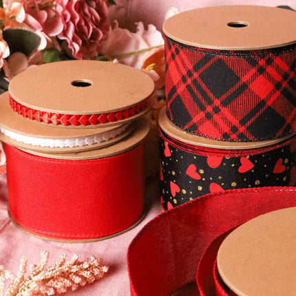 1/4" Ultra Sonic Trim | Red Running Hearts | 10 Yard Roll LaRibbons and Crafts