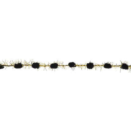 3/8" Tinsel Pom-Pom | Black | 10 Yard Roll LaRibbons Wholesale