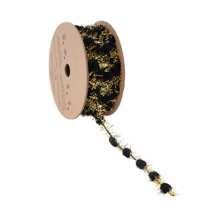 3/8" Tinsel Pom-Pom | Black | 10 Yard Roll LaRibbons Wholesale