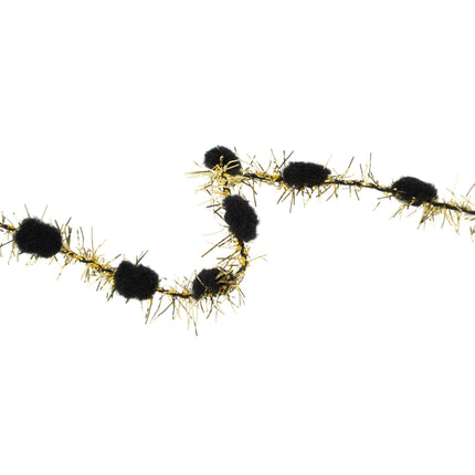 3/8" Tinsel Pom-Pom | Black | 10 Yard Roll LaRibbons Wholesale