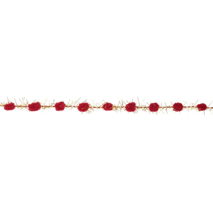 3/8" Tinsel Pom-Pom | Red | 10 Yard Roll LaRibbons Wholesale