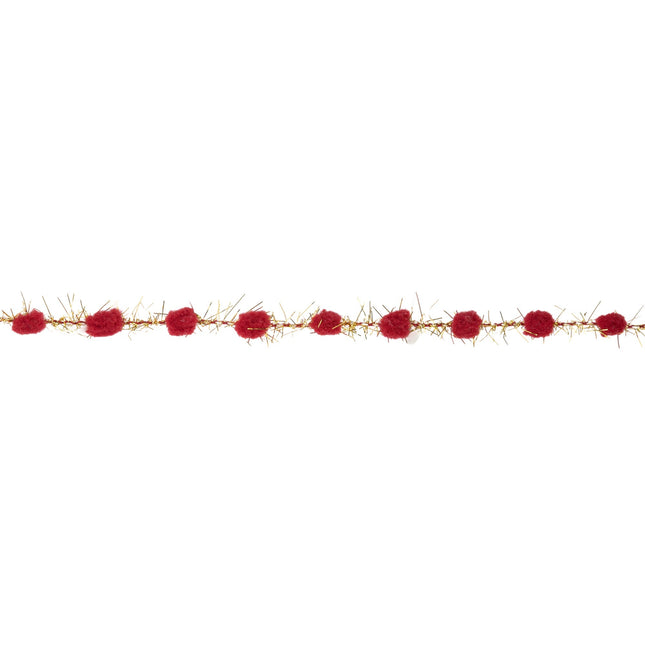 3/8" Tinsel Pom-Pom | Red | 10 Yard Roll LaRibbons Wholesale