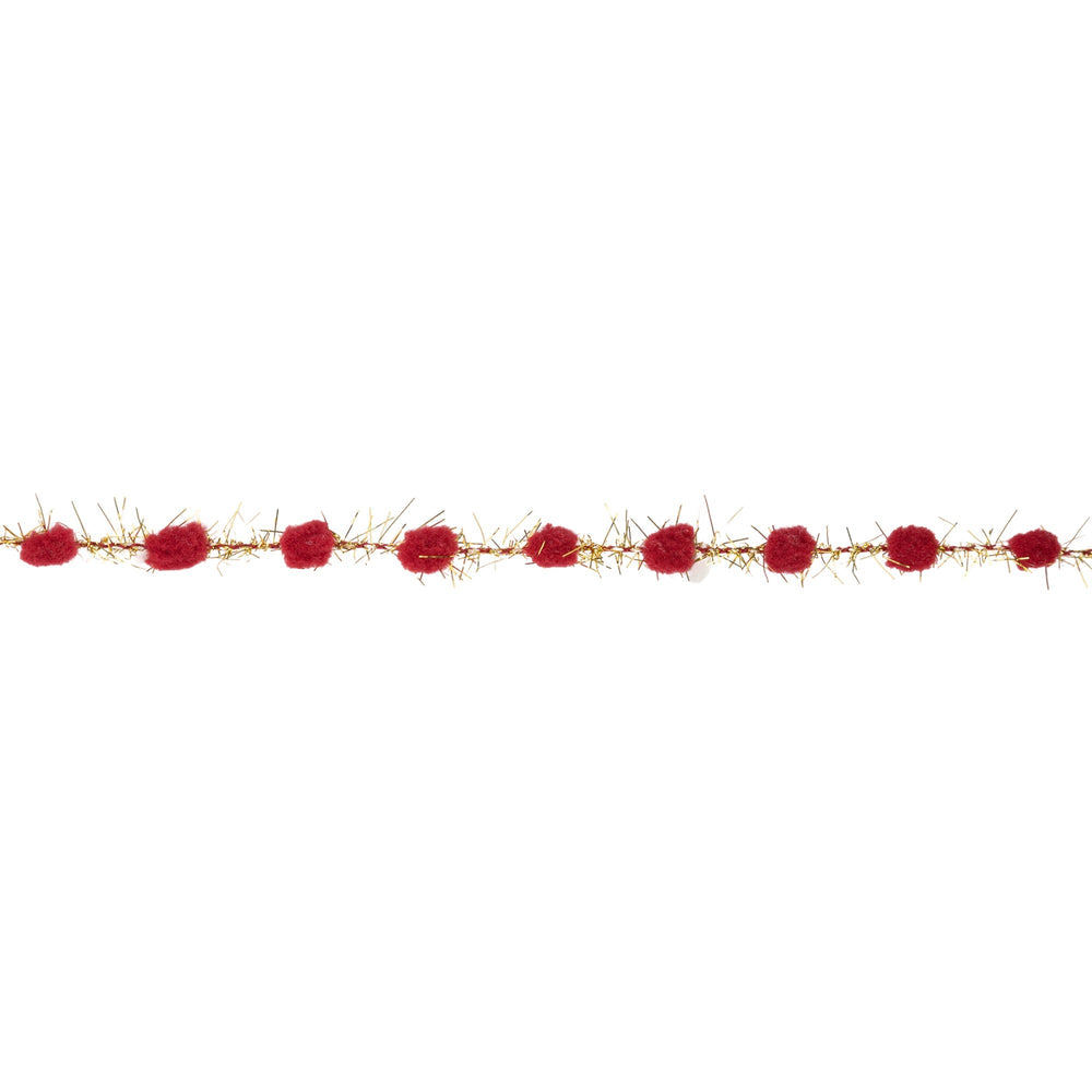 3/8" Tinsel Pom-Pom | Red | 10 Yard Roll LaRibbons Wholesale