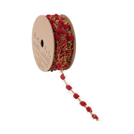 3/8" Tinsel Pom-Pom | Red | 10 Yard Roll LaRibbons Wholesale
