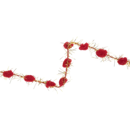 3/8" Tinsel Pom-Pom | Red | 10 Yard Roll LaRibbons Wholesale