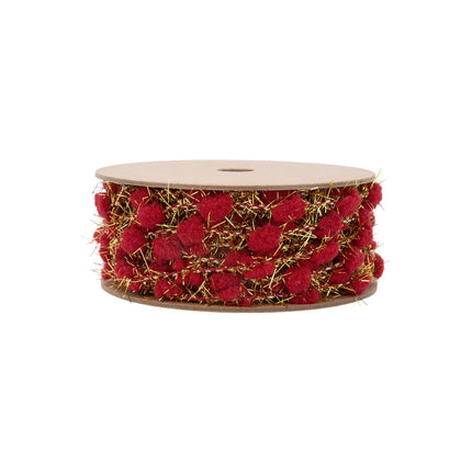 3/8" Tinsel Pom-Pom | Red | 10 Yard Roll LaRibbons Wholesale