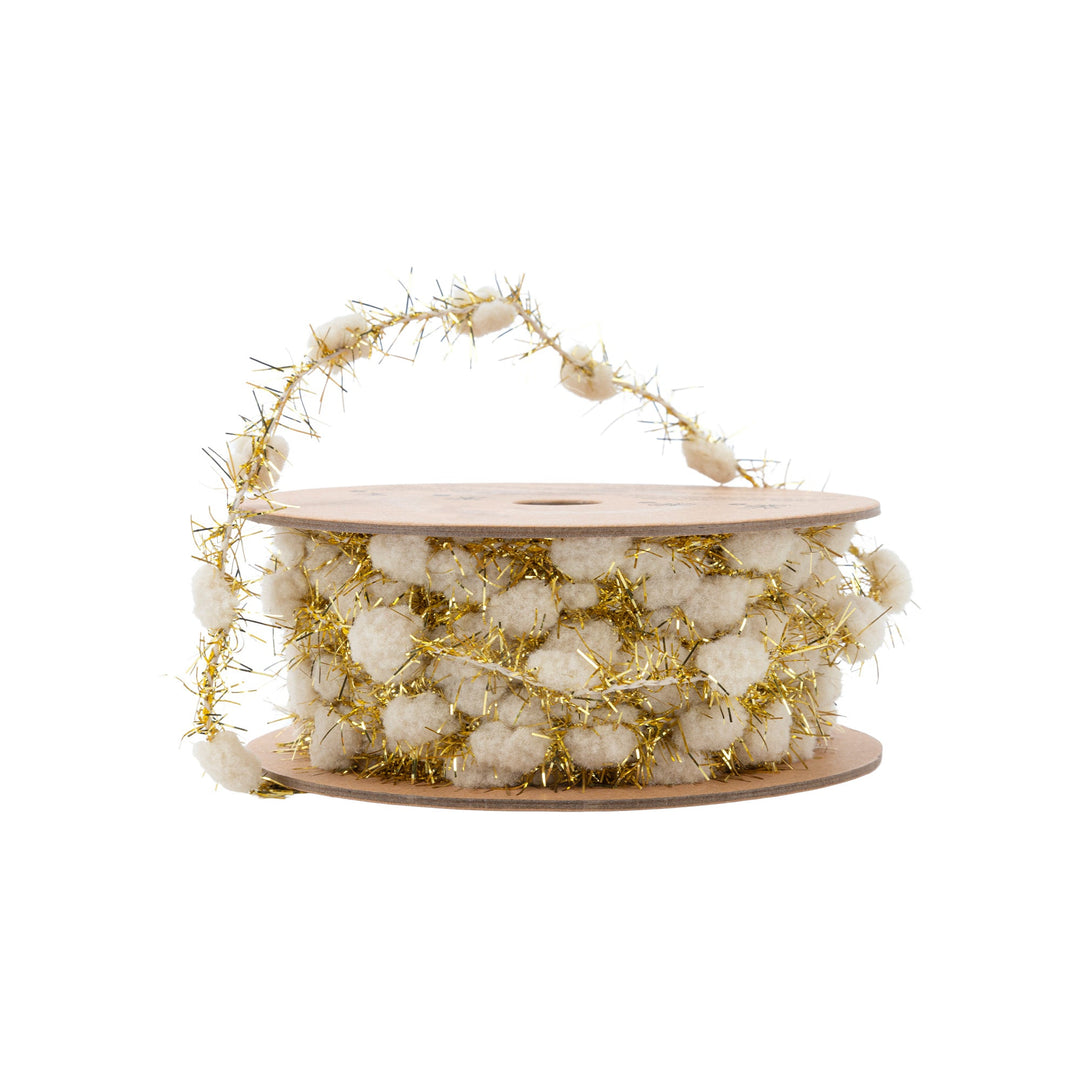 3/8" Tinsel Pom-Pom | Ivory | 10 Yard Roll LaRibbons and Crafts