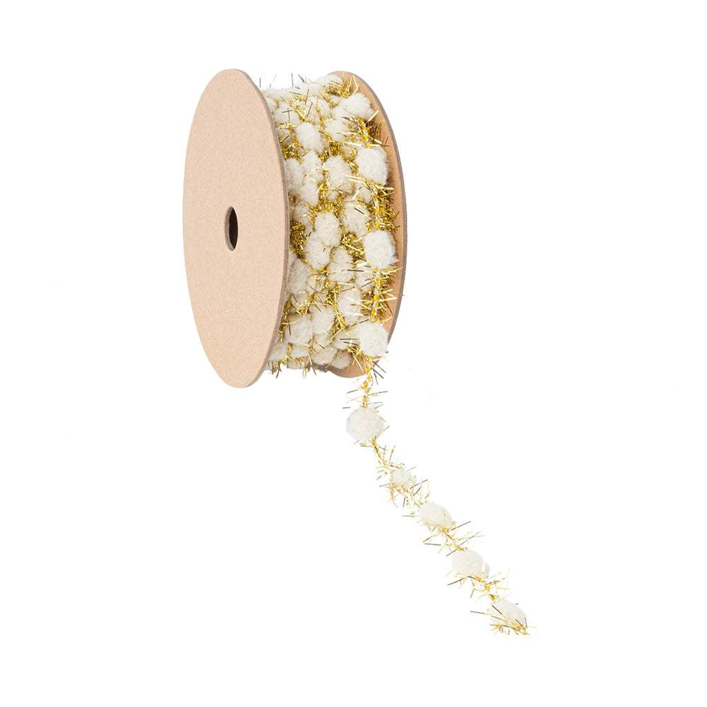 3/8" Tinsel Pom-Pom | Ivory | 10 Yard Roll LaRibbons and Crafts