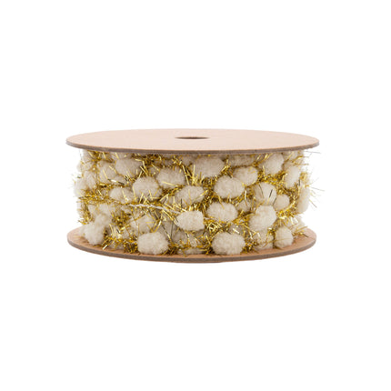 3/8" Tinsel Pom-Pom | Ivory | 10 Yard Roll LaRibbons and Crafts