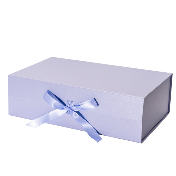 14" x 9" x 4.3" Collapsible Gift Box w/ Satin Ribbon & Magnetic Square Flap Lid - Taro