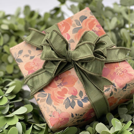 1" Wired Dupioni Ribbon | 10 Yards | Moss LaRibbons and Crafts