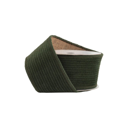 2 1/2" Wired Corduroy Ribbon | Green with Burlap Back | 5 Yard Roll LaRibbons and Crafts
