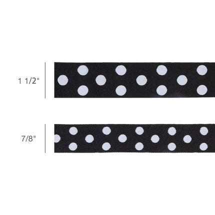 7/8" Double-Sided Jacquard Polka Dot Black/White | 10 Yard Roll LaRibbons Wholesale