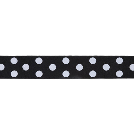 1 1/2" Double-Sided Jacquard Ribbon | Polka Dot Black/White | 10 Yard Roll LaRibbons Wholesale