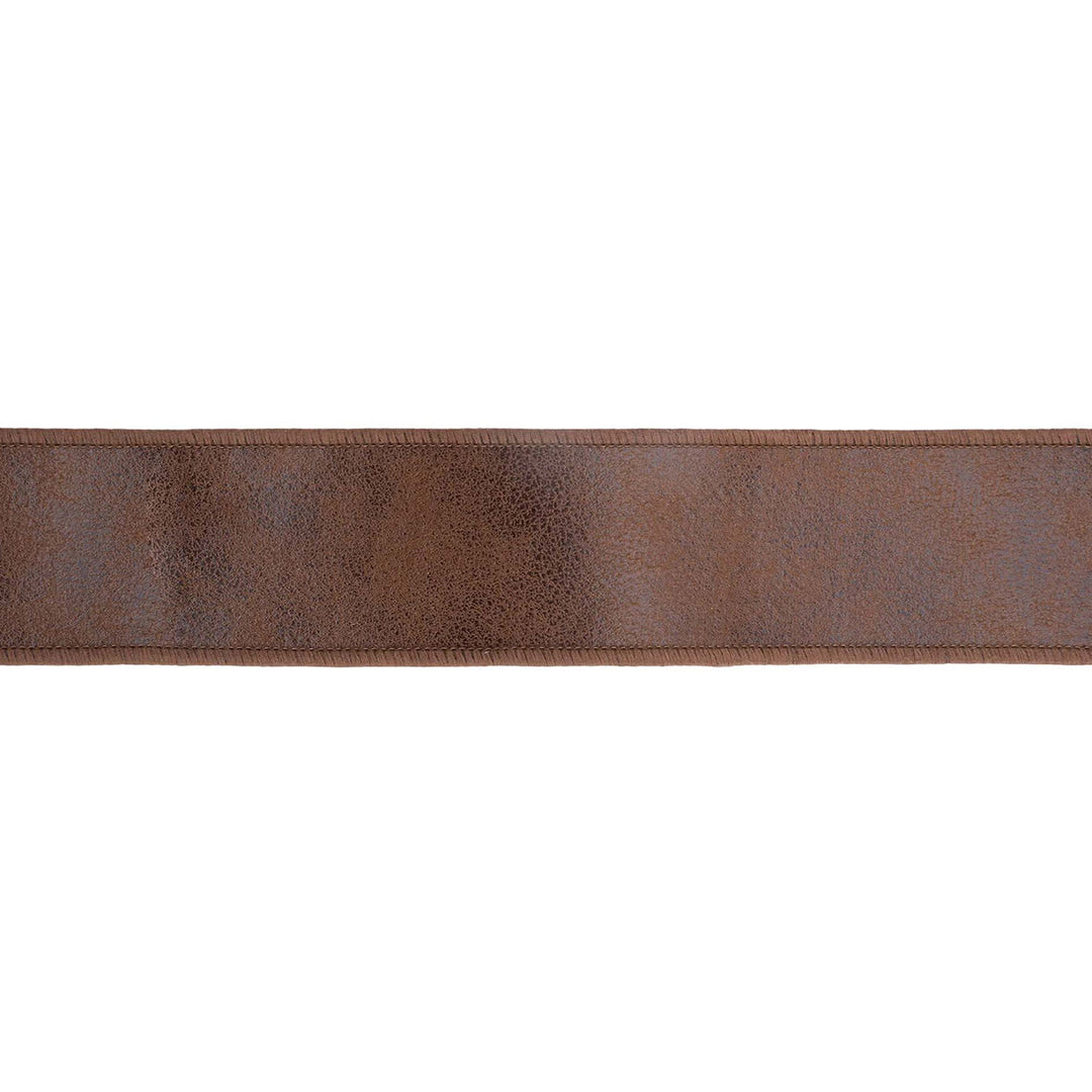 2 1/2" Wired Leather Ribbon | Brown w/ Jute Backing | 10 Yard Roll