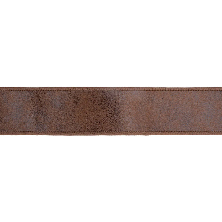 2 1/2" Wired Leather Ribbon | Brown w/ Jute Backing | 10 Yard Roll