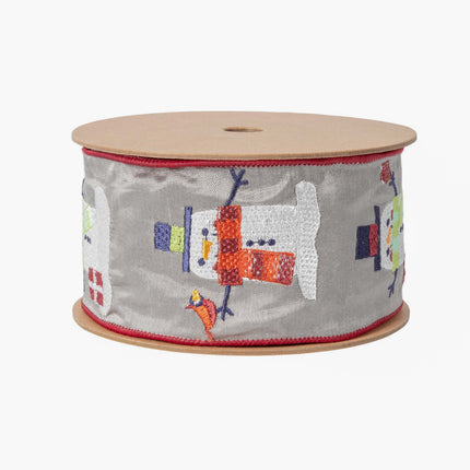 2 1/2" Wired Ribbon | Embroidered Snowman | 5 Yard Roll LaRibbons and Crafts