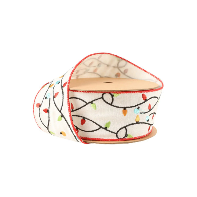 2 1/2" Wired Ribbon | Embroidered Christmas Lights | 5 Yard Roll LaRibbons and Crafts