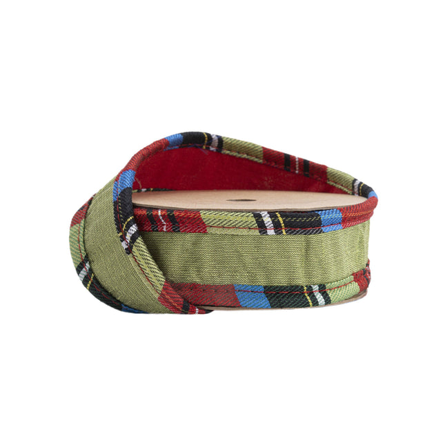 1" Wired Reversible Dupioni Ribbon | Red/Apple Green w/ Plaid Cording | 10 Yard Roll LaRibbons Wholesale