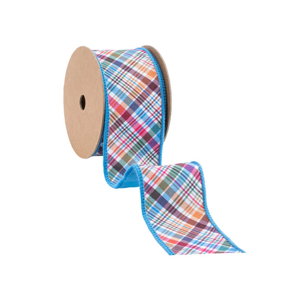 2 1/2" durable wired plaid ribbon, suitable for seasonal table centerpieces 