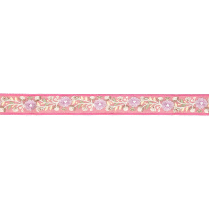 1 1/2" Wired Dupioni Ribbon | Pink Flower Trim | 5 Yard Roll LaRibbons and Crafts