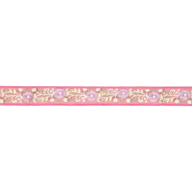 1 1/2" Wired Dupioni Ribbon | Pink Flower Trim | 5 Yard Roll LaRibbons and Crafts