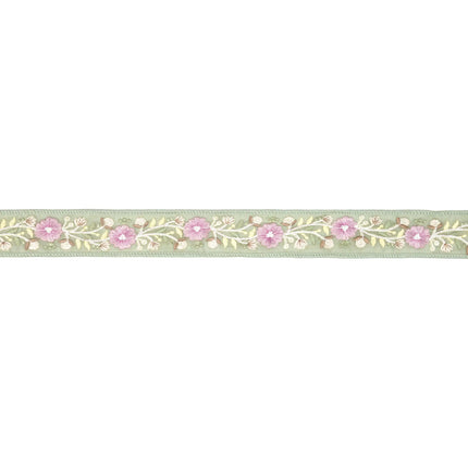 1 1/2" Wired Dupioni Ribbon | Green Flower Trim | 5 Yard Roll LaRibbons and Crafts