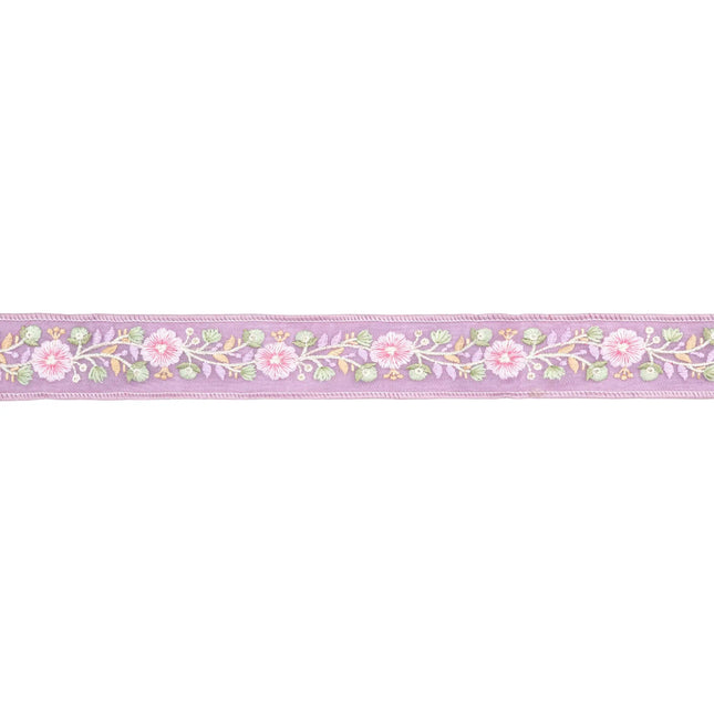 1 1/2" Wired Dupioni Ribbon | Lavender Flower Trim | 5 Yard Roll LaRibbons and Crafts