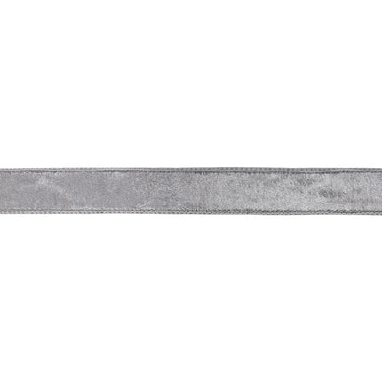 Classic silver velvet wired ribbon, 1-inch size, blending vintage charm with modern, eye-catching shine.