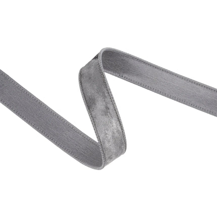 1" silver heritage velvet ribbon with sturdy wired trim, great for adding subtle glamour to gifts and decor.