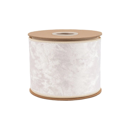 Premium ivory velvet wired ribbon, 4-inch width, with plush texture for oversized bows
